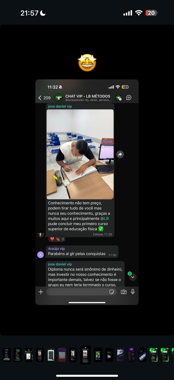 Feedback compartilhado por um membro da comunidade VIP LB GROUP.